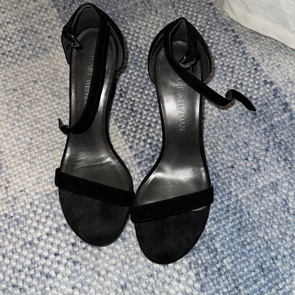 Stuart Weitzman black suede sandal pump. Excellent condition!
